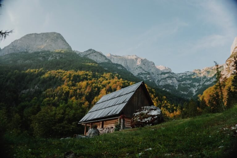 Brown wooden house near mountain during daytime