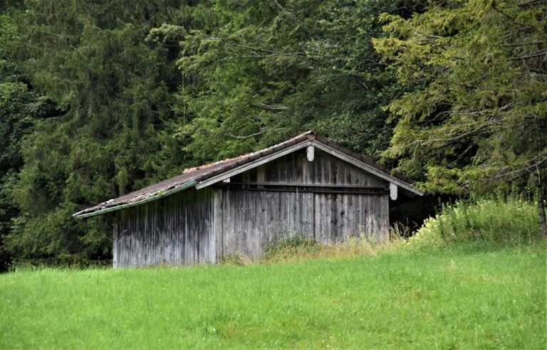 Brown wooden house on green grass field