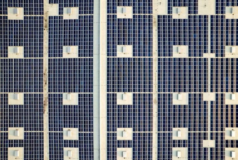 A large array of blue and white tiles